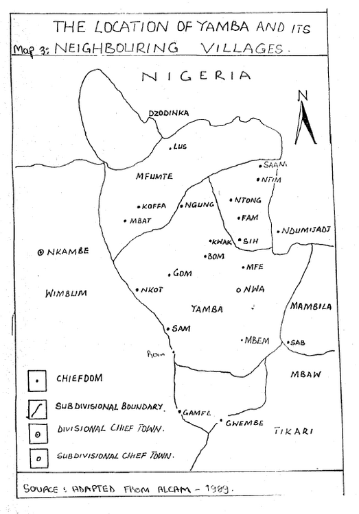 The map of the Yamba homeland