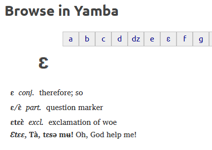 Yamba Dictionary